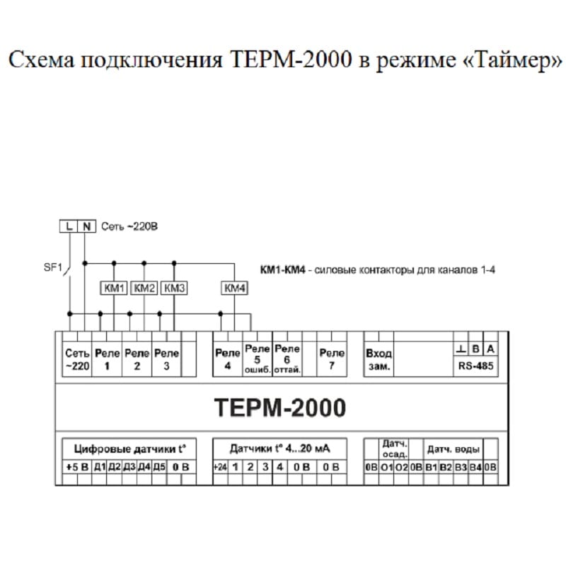 Схема подключения ТЕРМ-2000 в режиме Таймер